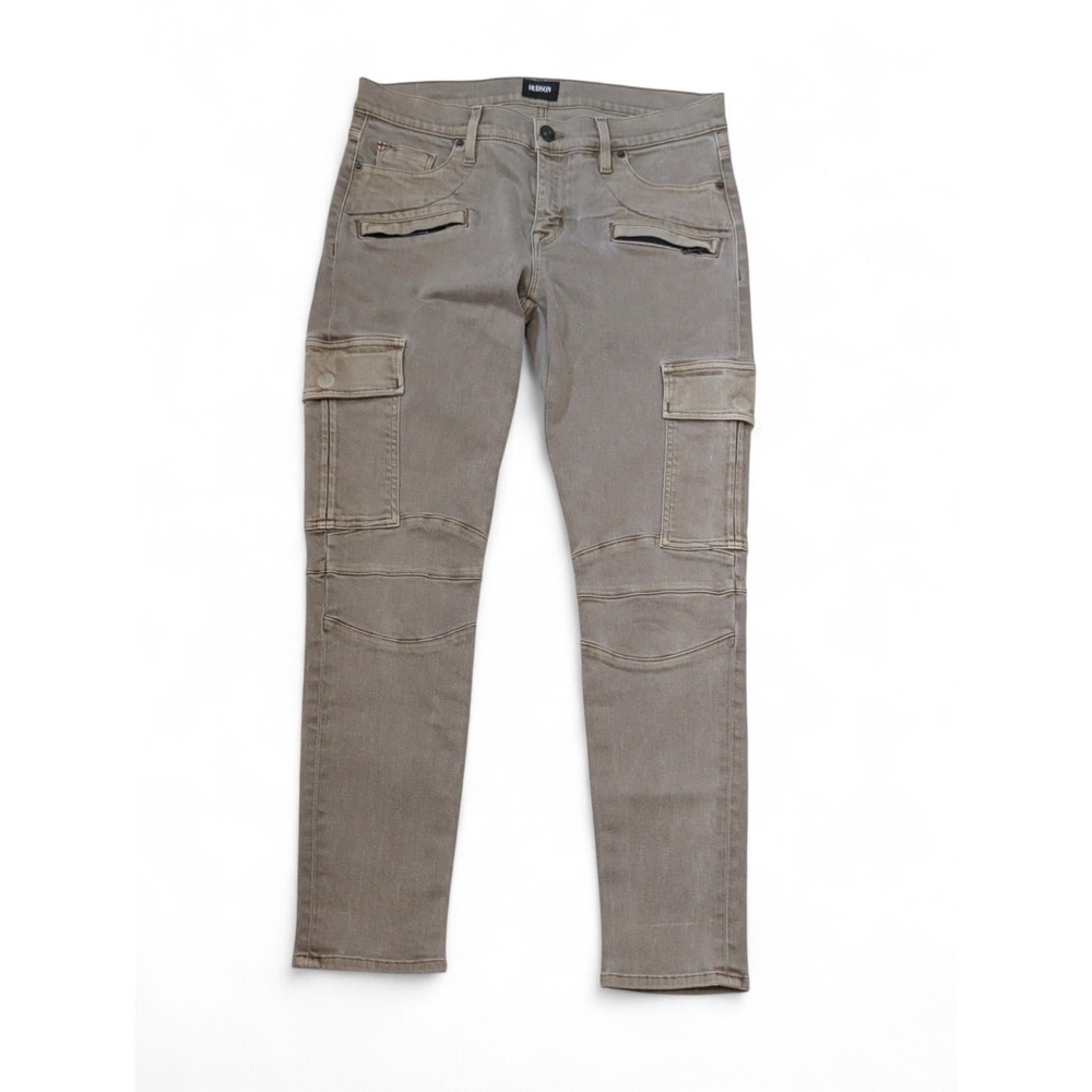 Hudson USA Men's Cargo Pants Size 33 Olive Green Skinny Fit Zip Pocket‎